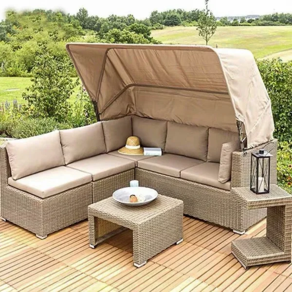 Courtyard Factory High-end Patio Outdoor Waterproof Rattan Sofa Set Furniture Garden with Shed - Image 3