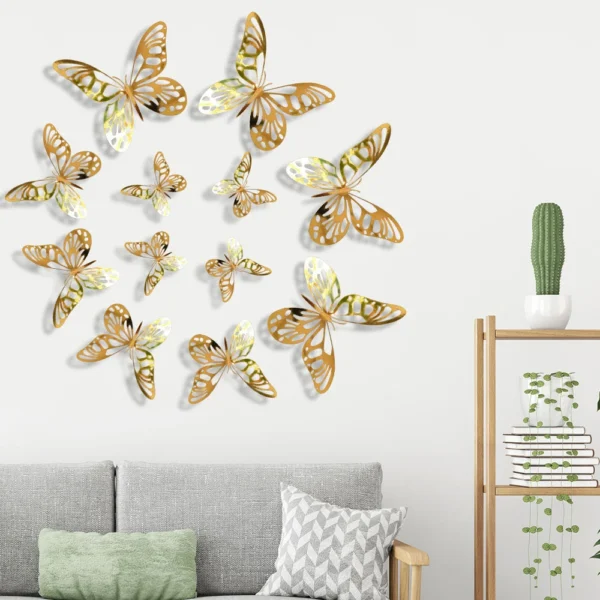 12 Pcs/Set 3D Wall Stickers Hollow Butterfly for Kids Rooms Home Wall Decor DIY Mariposas Fridge stickers Room Decoration - Image 3