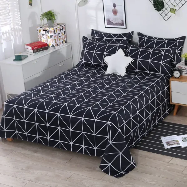 3pcs/Set Home Textile Bed Sheet Set with Pillowcases Cotton Material Lovers Room Bedding Room Flat Sheet - Image 4