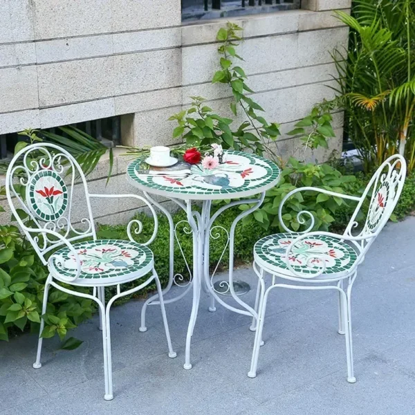 Garden Furniture 60cm, American Rural Iron Art Folding Table and Chairs, Retro Luxury Outdoor Patio Set, Garden Set - Image 3