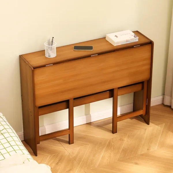 Folding Desk Computer Table Office Desk Student Home Small Desktop Solid Wood Bedroom Bedside Writing Workstation - Image 2