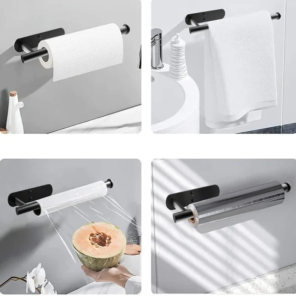 No Punching Toilet Paper Holder Self Adhesive Toilet Roll Paper Holders Bathroom Kitchen Paper Roll Holder Bath Towel Holder - Image 4