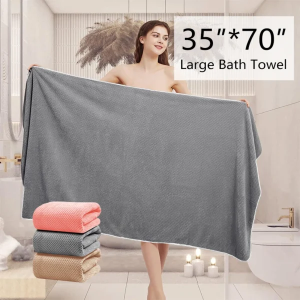 Oversize Microfiber Grey Bath Towel 35" x 70" Bath Towels for Shower Pool Beach Super Absorbent Soft Quick Dry Large Size