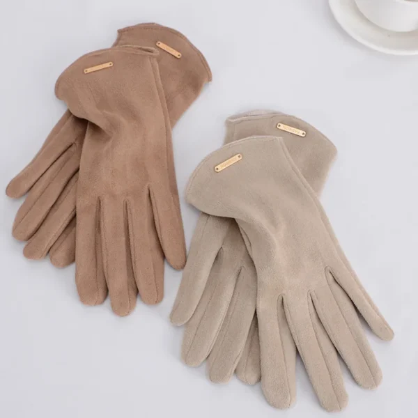 Women Autumn Winter Keep Warm Touch Screen Thin  Solid Simple Gloves Cycling Drive Suede Fabric Elegant Windproof