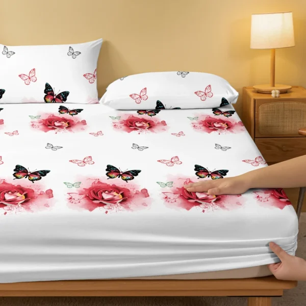 1 Piece of Butterfly Beauty Patterned Matte Bedsheet, Bedroom Printed Bedspread, Bedding (Excluding Pillowcases) - Image 3