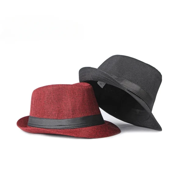 Middle-aged and Elderly Jazz Hat Fedoras Beach Linen Top Hat for Men and Women Spring and Summer Outdoor Sun Protection Hat - Image 2