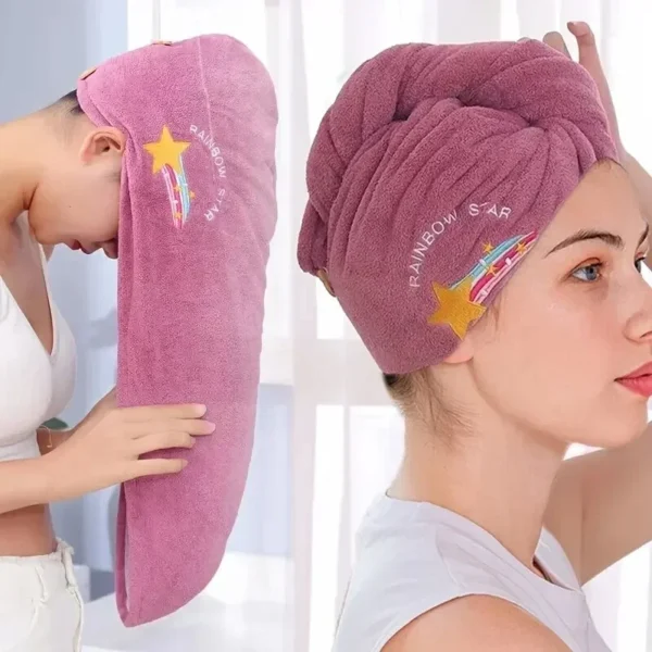 Quick Drying Hair Hat Super Absorbent Soft Bathroom Women Head Towels Girls Cute Hair Towel Hair Dry Wrap Bonnets - Image 2