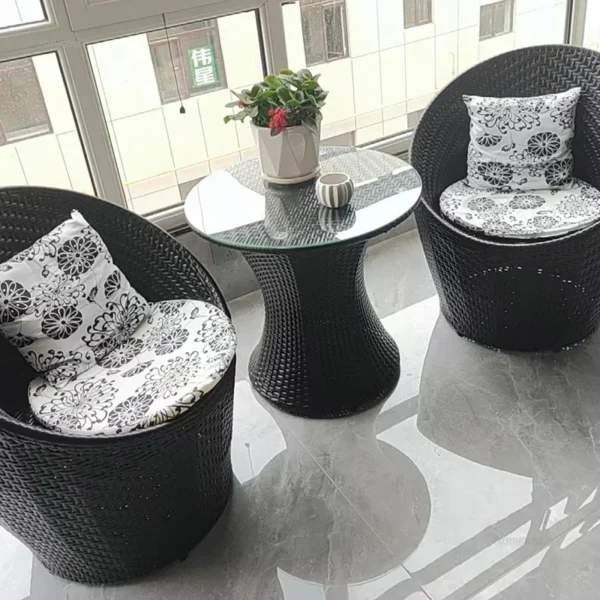 Outdoor Garden Furniture Set PE Rattan Chair Three-piece Set Balcony Small Table and Chair Leisure Courtyard Outdoor Furniture Z - Image 5