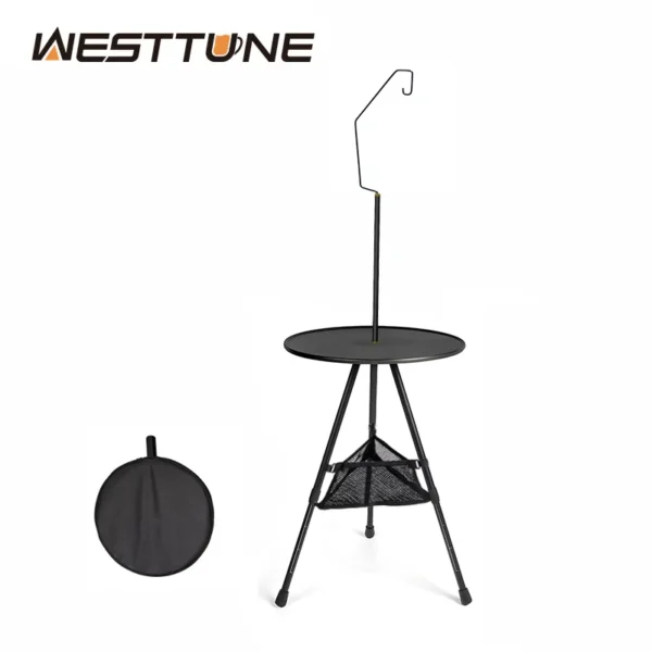 WESTTUNE Folding Small Round Table Lightweight Portable Picnic Garden Table Aluminum Alloy Coffee Table, Tea Table, Dining Table