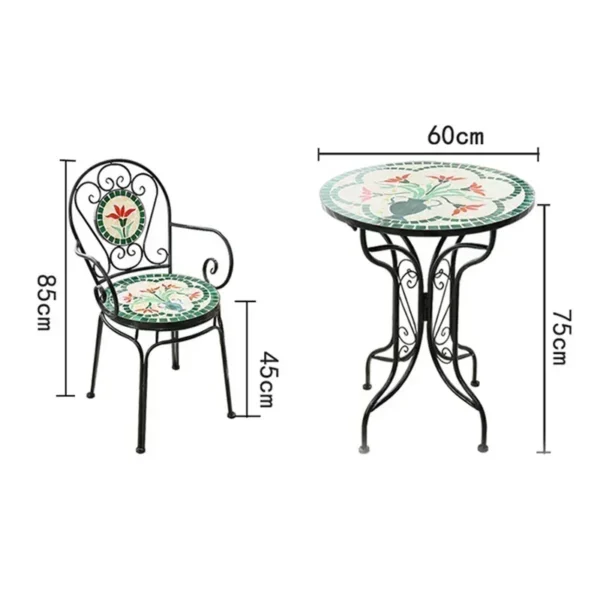 Garden Furniture 60cm, American Rural Iron Art Folding Table and Chairs, Retro Luxury Outdoor Patio Set, Garden Set - Image 6