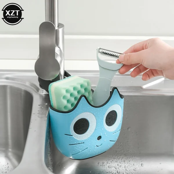 1Pcs Cute Sink Faucet Sponge Holder Ajustable Hanging Storage Basket for Soap Sponge Shelf Kitchen Bathroom Organzier Bag - Image 4