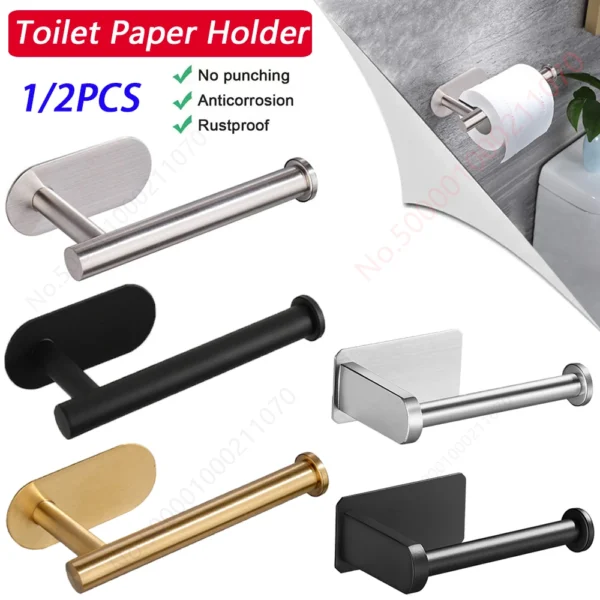 1~2PCS Toilet Paper Rack Bathroom Paper Towel Holder Adhesive Absorbent Paper Dispenser WC Kitchen Hardware Storage Accessories