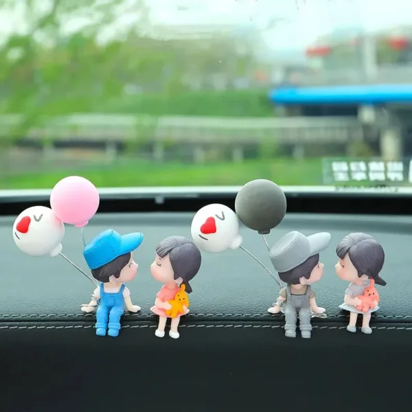 Car Ornaments Cute Cartoon Couples Action Figure Figurines Balloon Ornaments Auto Interior Accessories For Dashboard Girls Gifts - Image 6