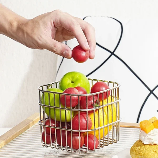 Fruit Drain Basket Kitchen Bar Stainless Steel Fruit Storage Basket Waterproof Fruit Vegetable Drainage Basket Kitchen Supplies - Image 4