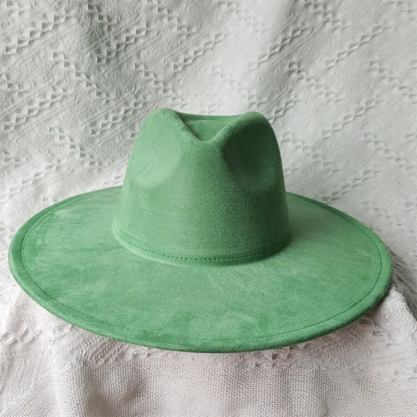 Suede 9.5cm Wide brimmed Women's Hat Men's Church Jazz Hat Fedoras Cowboy Hat Panama Hat - Image 5