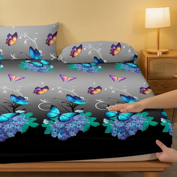 1 Piece of Flower Flying Butterfly Dance Pattern Frosted Bedsheet, Bedroom Printed Bedspread, Bedding (Excluding Pillowcases) - Image 3