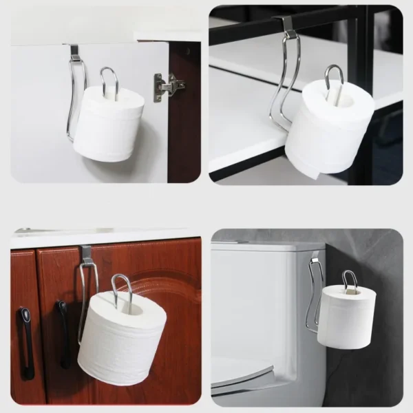 Wall Mount Toilet Paper Holder No Punching Tissue Towel Roll Dispenser Towel Rack Easy Hooks for Bathroom Kitchen - Image 5