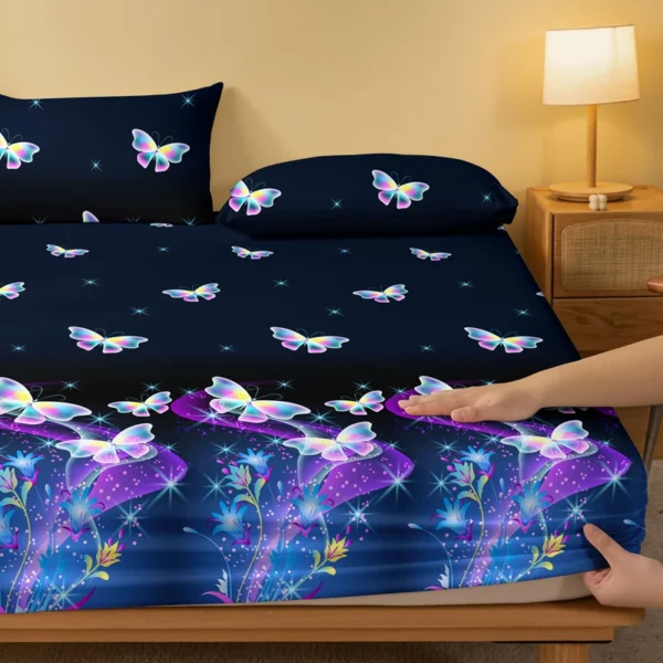 1 piece of butterfly psychedelic patterned frosted bedsheet, bedroom printed bedspread, bedding (excluding pillowcases) - Image 3