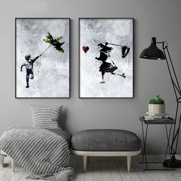 Banksy Street Graffiti Decorative Canvas Painting Girl with Balloon Art Poster Abstract Figure Mural Room Wall Decoration Prints - Image 3