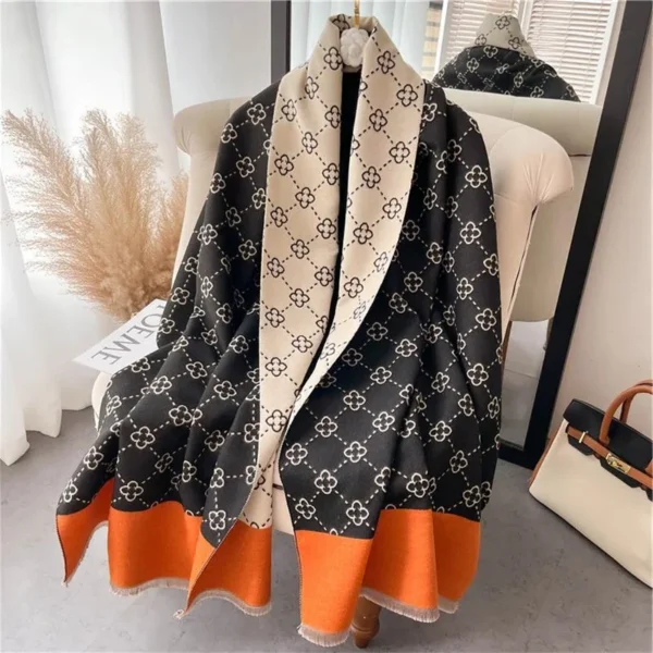 2023 Brand Warm Cashmere Poncho Shawl Scarf Luxury Print Thick Pashmina Winter Blanket Wraps Bufanda Casual Hijab Stoles Echarpe - Image 2