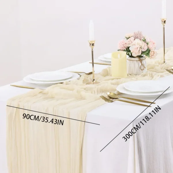 90x300 cm knit cloth table runner Wedding birthday party banquet decoration gauze fabric voile table cloth Twist table cover - Image 6