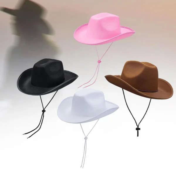 Cowboy Hat Sunhat Trendy Versatile Jazz Hat Sun Protection Hat Cowgirl Hat for Camping Cosplay Fishing Beach Party Supplies - Image 3