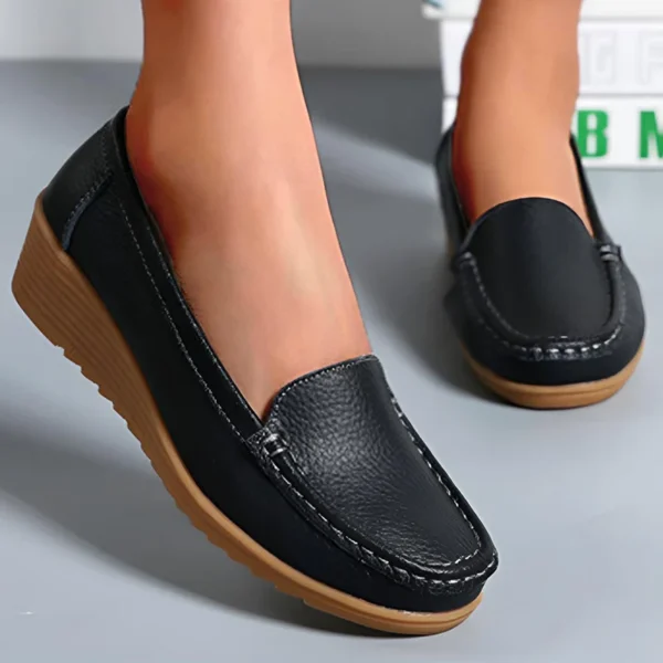 Leather Shoes For Women Flats White Black Loafers With Heels Shoes Casual Women's Moccasins Slip On Flat Shoes Summer Footwear - Image 2