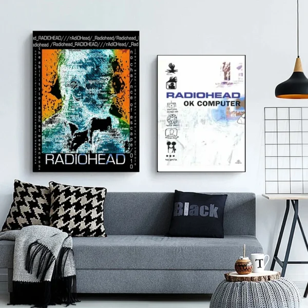 Scandinavian Classic Vintage Wall Art Rock Band Radiohead Music Canvas Paintings Posters & Prints Home Bedroom Living Room Decor - Image 4