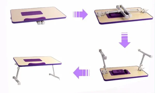 Handcrafted Lap Table with Cooling Fan, Adjustable Wood Folding Laptop Study Table for Bed and Sofa - Image 5