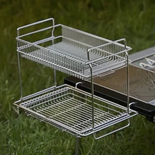 IGT Drainage Basket Rack Side Hanging,Stainless Steel Desktop Storage Rack, Detachable IGT Table Accessories, Outdoor Camping