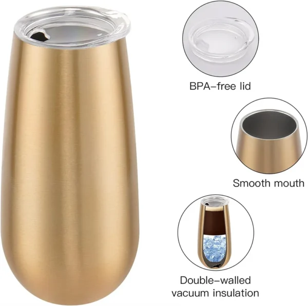 6oz Stainless Steel Thermos Champagne Tumbler Cup With Lids Wine Glass Beer Cup Wedding Party Festival Mug Gift - Image 4