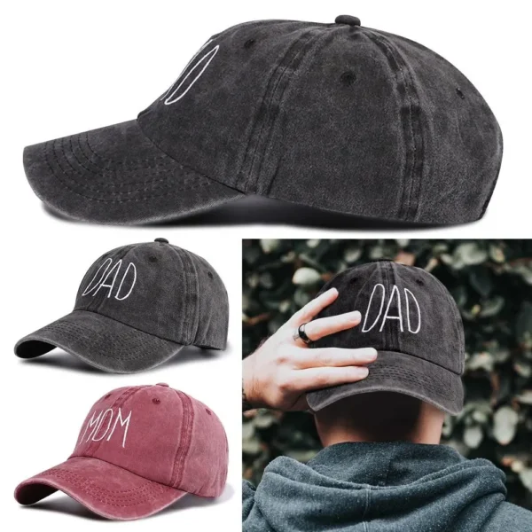 Retro DAD MOM Embroidery Baseball Caps Men Women Washed Cotton Snapback Dad Caps Outdoor Sports Visor Sun Hat Unisex - Image 4