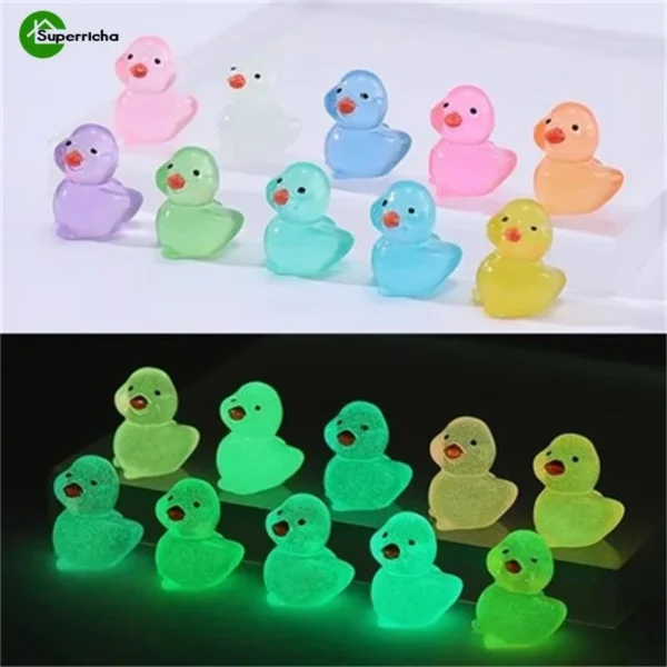 100PCS Luminous Mini Ducks Moss Microlandscape Miniature Duck Figurines Fairy Garden Accessories Home Decor Glow in The Dark - Image 2