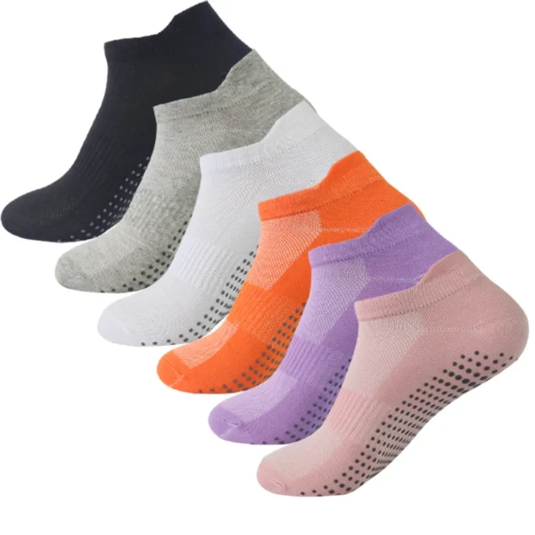 Women Yoga Socks Sports Anti Slip Silicone Fitness Professional Training Running Pilates Protecting Heel Ear Short Socks Cotton - Image 2