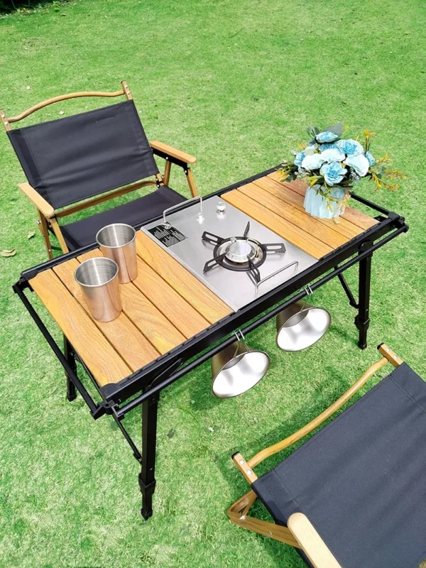 Lohascamping Lightweight Camping Folding multifunctional IGT table roll Brazier table adjustable leg  Desktop burner bbq table - Image 6