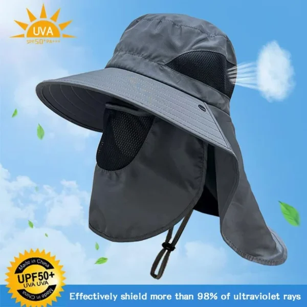 Summer Outdoor Fishing Caps Men Wide Brim UV Protective Mask Thin Casual Hats Sports Climbing Sun Hats - Image 4