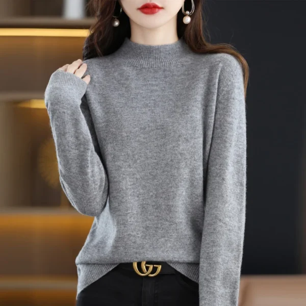 100% Pure Wool Half-neck Pullover In Autumn And Winter New Cashmere Sweater Women's Casual Knit Top Women's Coat 19 Colors - Image 4