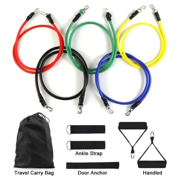 11pcs/Set Pull Rope, Resistance Bands, Portable Fitness Equipment, Ankle Strap, Chest Expander, Elastic Exercise Band - Image 2