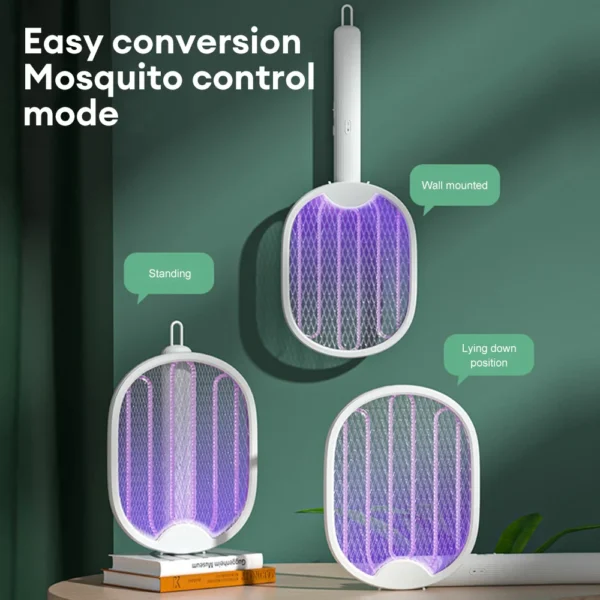 Foldable Electric Mosquito Killer Fly Swatter Trap USB Rechargeable Mosquito Racket Insect Killer with UV Light Bug Zapper 3000V - Image 2