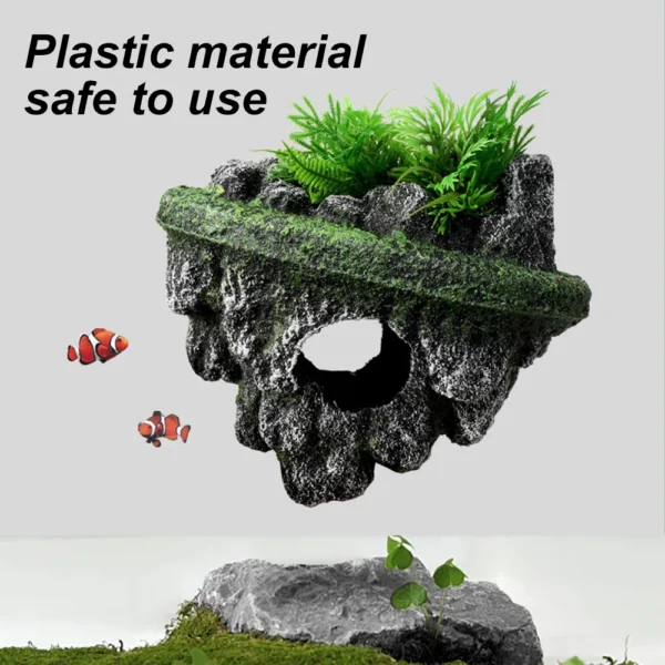 Suspended Island Fish Tank Decorative Creative Floating Stone Simulation Plants Caverns Crafts Ornaments Aquarium Accessories - Image 2