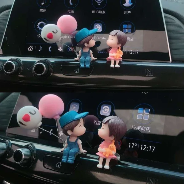 Car Decoration Cute Cartoon Couples Action Figure Figurines Balloon Ornament Auto Interior Dashboard for Girls Gifts Accessories - Image 3