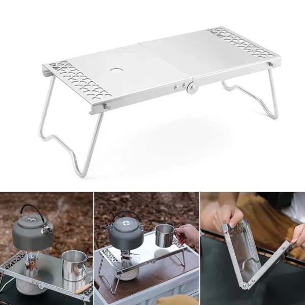 PACOONE Camping Excursion Table Anti-skid Stainless Steel Mini Table Outdoor Picnic Portable Foldable BBQ Table for Family - Image 6