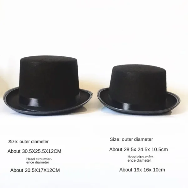 Collapsible Deluxe Black Top Hat Kids Adult Magician Hat Jazz Hat Stage Performances Fashion Party Costume Gentleman Hat - Image 6