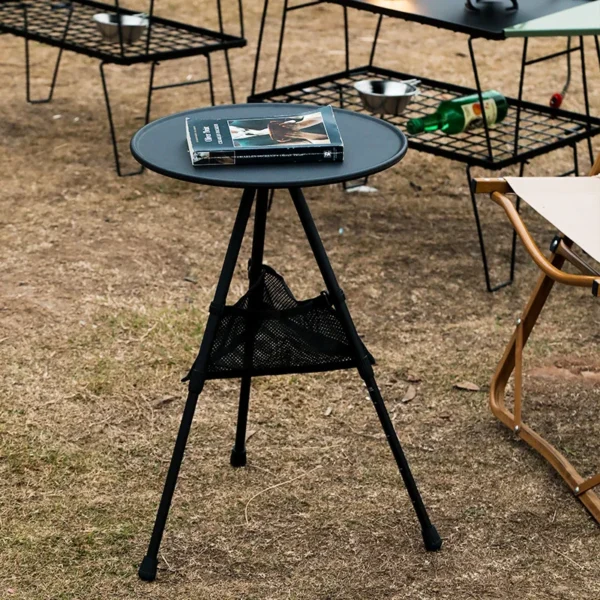 Portable Camping Round Table Adjustable Folding Liftable Mini Table Ultralight Brazier Table for Picnic Garden Camping Furniture