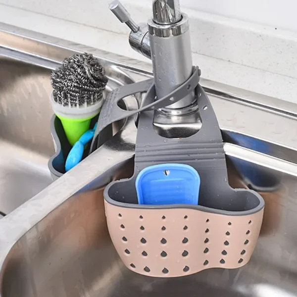 Kitchen Sink Holder Hanging Drain Basket Adjustable Soap Sponge Shelf Organizer Bathroom Faucet Holder Rack Kitchen Accessories