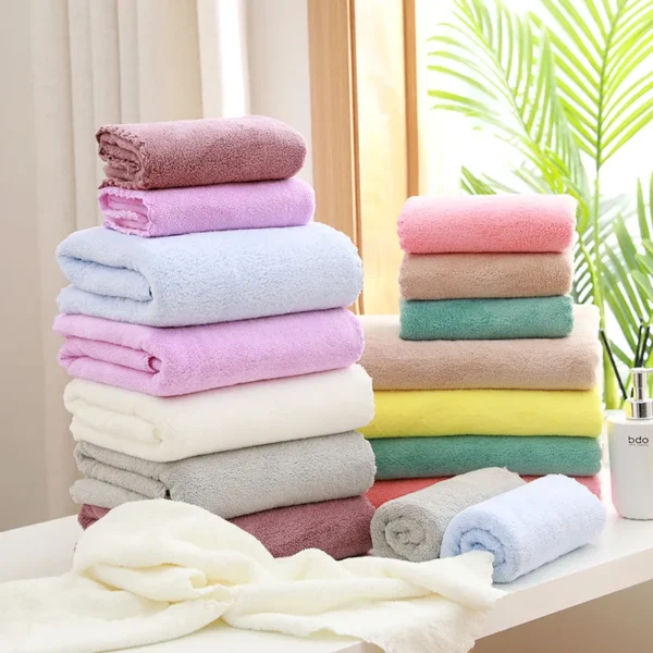 2PC Bath Towels Set Super Soft Highly Absorbent Quick-drying Coral Velvet Bath Towel For Adults Hotel & Spa Use - Image 4