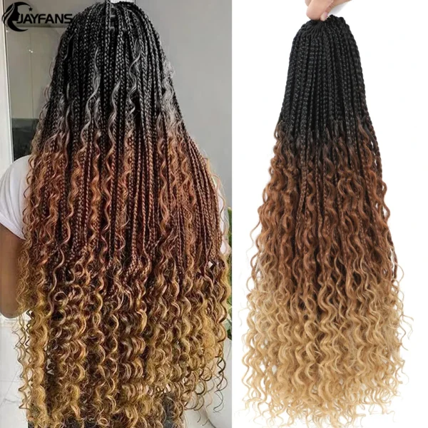 1-6 Packs Boho Box Braids Crochet Hair 18 24 Inch Bohomian Braids Crochet Hair Goddess Box Braids Braiding Hair For Black Women - Image 4