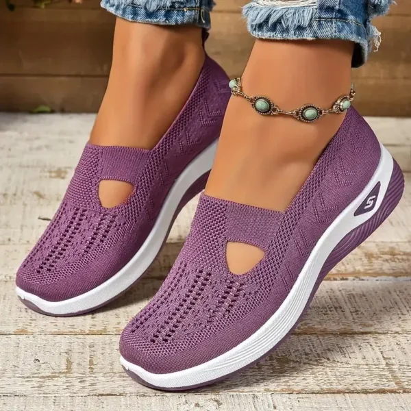 Soft Sole Knitted Sneakers For Women Breathable Comfort Casual Sports Shoes Woman Lightweight Hollow Out Mesh Flats Summer Shoes - Image 5