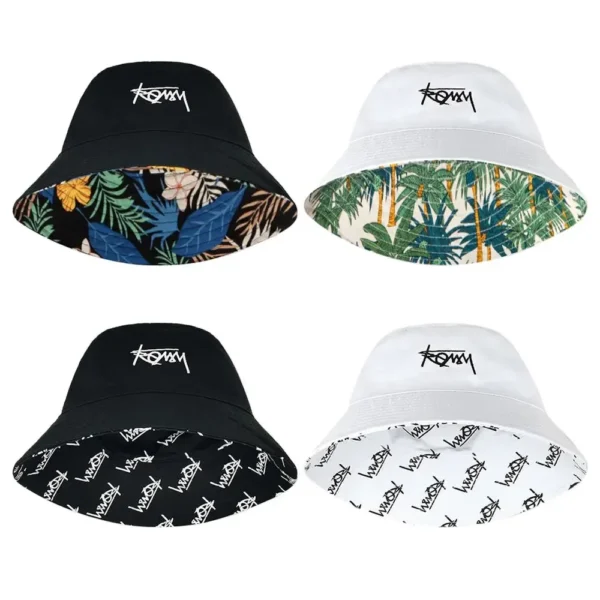 Men Women Summer Basin Cap Hip Hop Hat Double-sided Bucket Hat Graffiti Fishing Fisherman Hat Pattern Packable Sun Protection