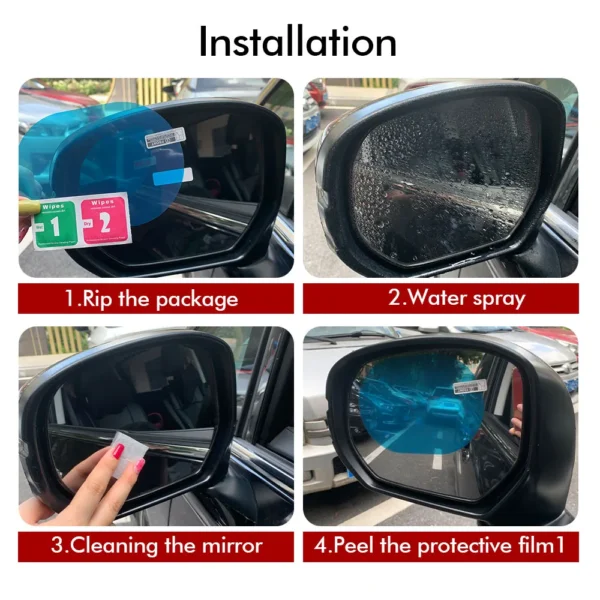 Car Rearview Mirror Film Side Window Rainproof Clear Film 2Pcs Anti Fog Window Mirror Protective Sticker Car Accessories - Image 5